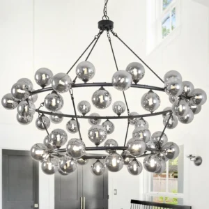 Large Tiered Chandelier – Dimmable Wagon Wheel Design for High Ceilings & Living Room