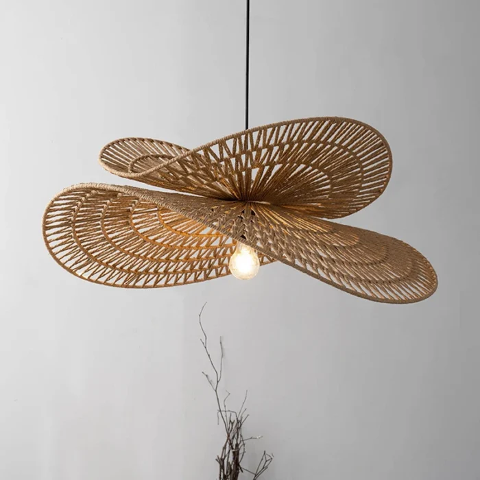 Vintage Rattan Hemp Rope Chandelier – Handmade Pendant Light for Living, Dining & Bedroom - Image 3