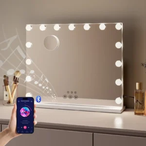Bluetooth Makeup Mirror with LED – 3 Light Modes, Smart Touch Control & USB Charging
