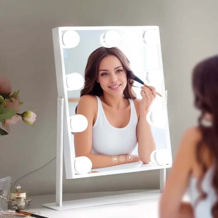 Illuminated Vanity Mirror – 9 LED Bulbs, 10x Magnifier, 3 Light Modes & 360° Swivel - Image 6