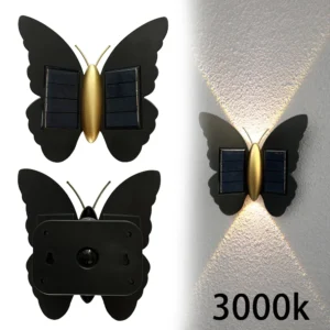 Butterfly Solar Wall Light – Outdoor Motion Sensor Lantern with Auto On/Off for Fence & Patio