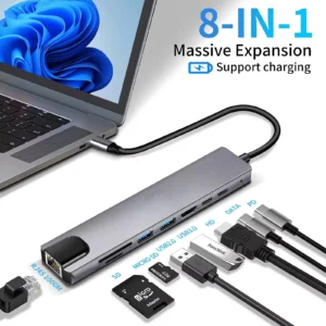 Type-C Hub 4K 30Hz – USB-C to HDMI, PD 100W, USB 3.0 Multiport Adapter for MacBook & Samsung