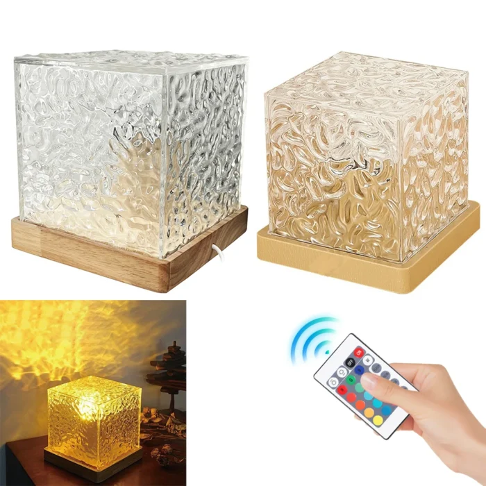 Rotating Water Ripple Night Lamp – 16 Colors with Remote, Cube Light for Bedside & Gifts - Image 2