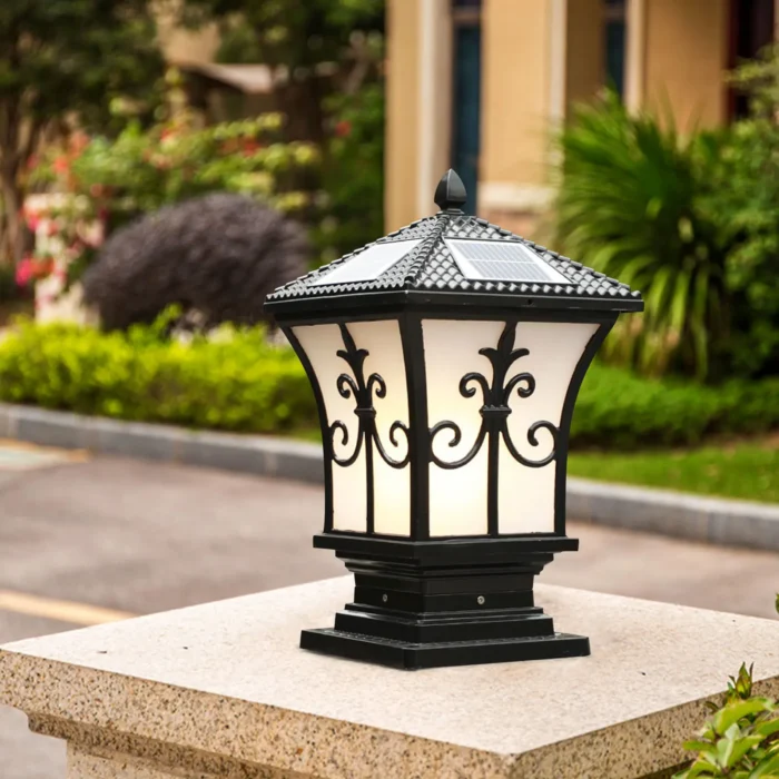 LED Solar Post Light – Vintage Outdoor Fixture with Dusk to Dawn Sensor for Garden & Entrance - Image 6