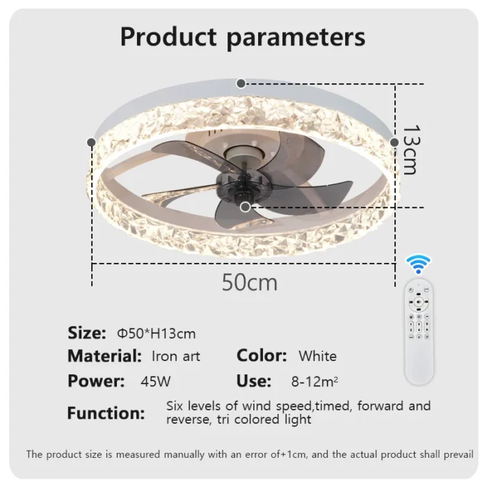 Modern LED Ceiling Fan Light – Silent Embedded Fixture for Living Room & Bedroom - Image 11