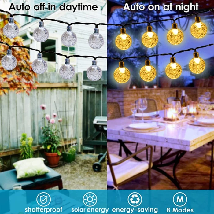 Solar Bubble Ball String Lights – 8 Modes Outdoor Garden & Party Decoration - Image 4