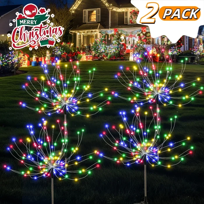 2 Pack Outdoor Solar Garden Lights – 120/150 LED Copper Wire Fireworks Lamp, 8 Modes - Image 4