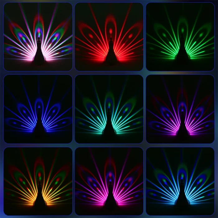 LED Peacock Projection Lamp – Remote Atmosphere Night Light for Bedroom Decor - Image 2