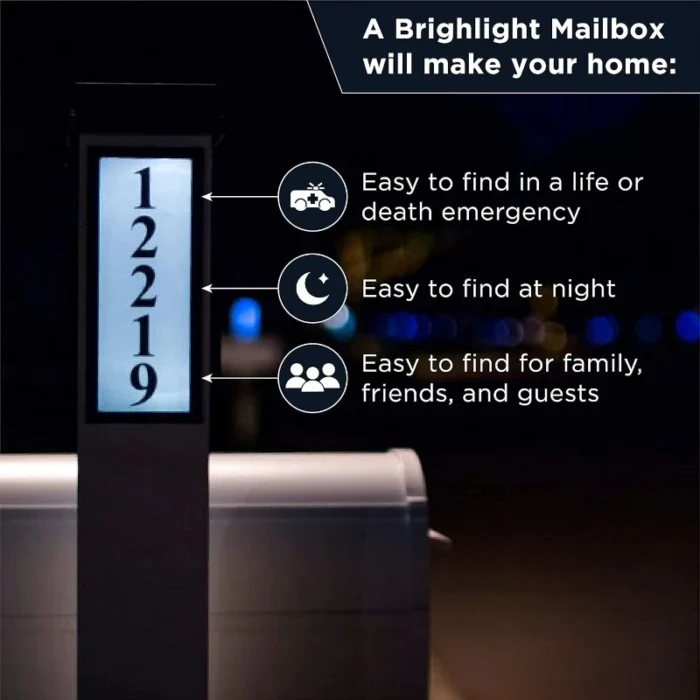 Two-Door Premium Aluminum Mailbox with Solar Address Light – Illuminated House Numbers - Image 4