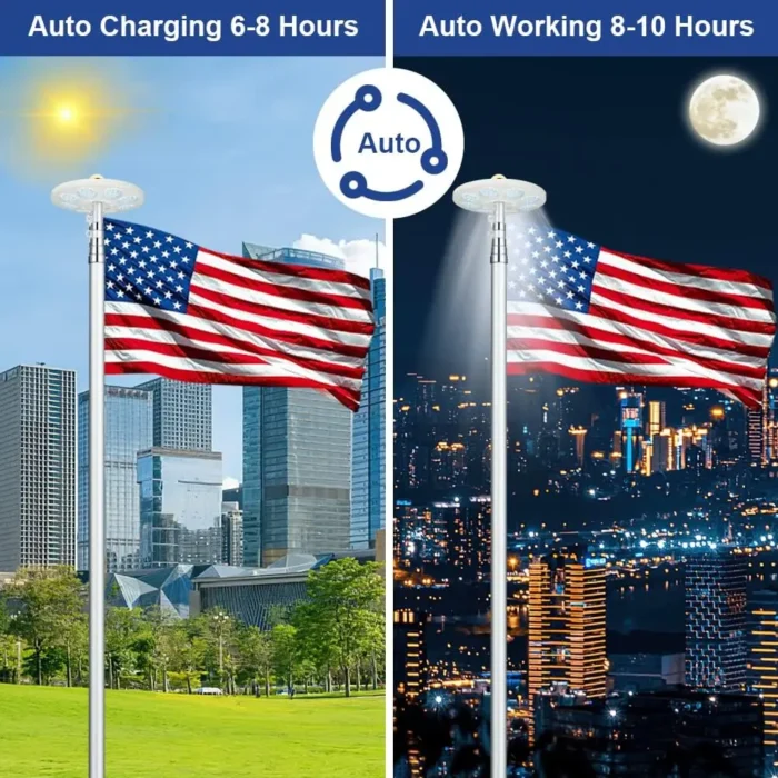 Solar Flag Pole Light – 136 LEDs, Auto On/Off, Energy Saving for 15-30FT Flagpoles - Image 3