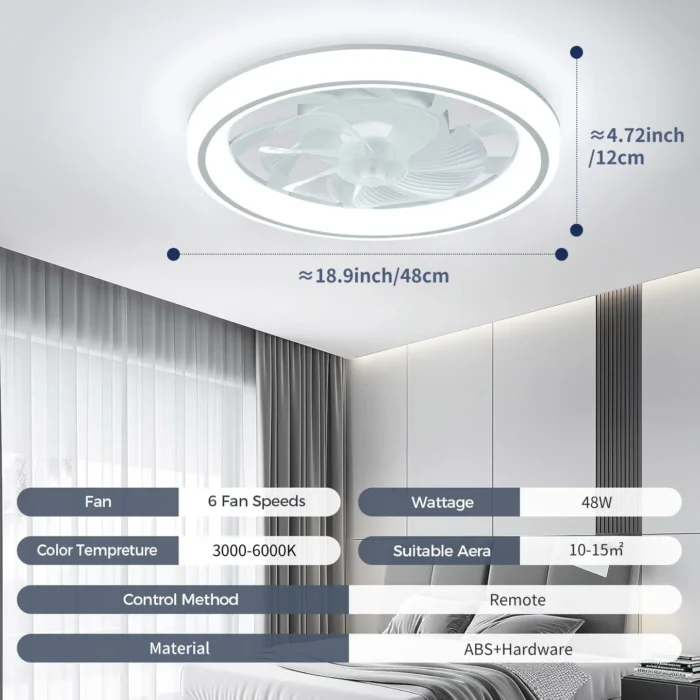 Modern LED Ceiling Fan Light – Silent Embedded Fixture for Living Room & Bedroom - Image 9