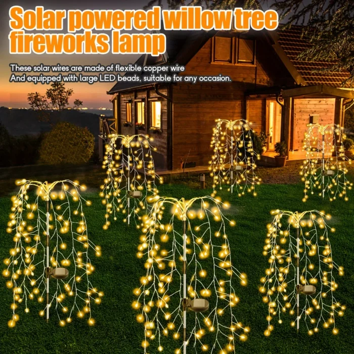 2/4/6pcs Outdoor Solar Fireworks Lights – 8-Mode Fairy String Lights for Garden & Balcony