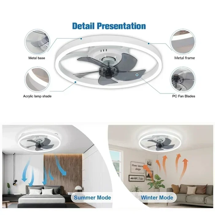 Modern LED Ceiling Fan Light – Silent Embedded Fixture for Living Room & Bedroom - Image 3