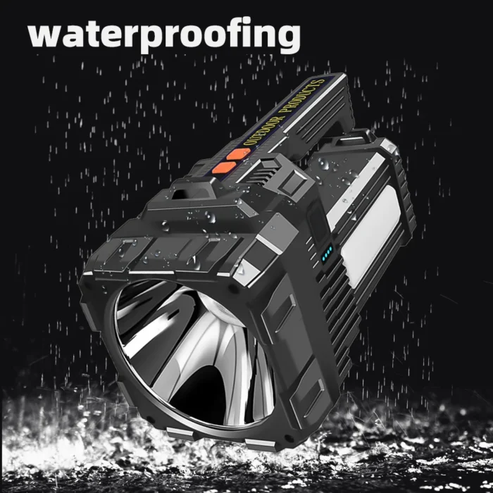 Solar Energy High Power LED Flashlight – Type-C Rechargeable Waterproof for Camping & Hiking - Image 5