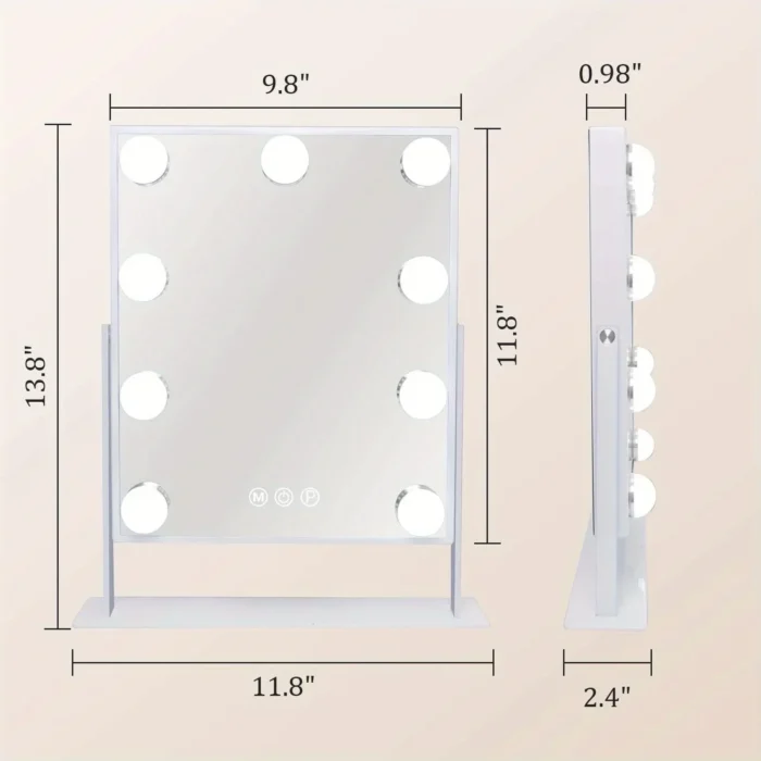 Illuminated Vanity Mirror – 9 LED Bulbs, 10x Magnifier, 3 Light Modes & 360° Swivel - Image 3