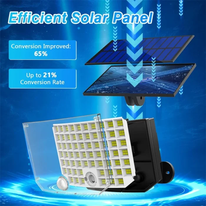 Solar Outdoor Lights, 256 LED Solar Powered Motion Sensor Security Lights with Waterproof 3 Modes Flood Lights for Outside Porch - Image 4