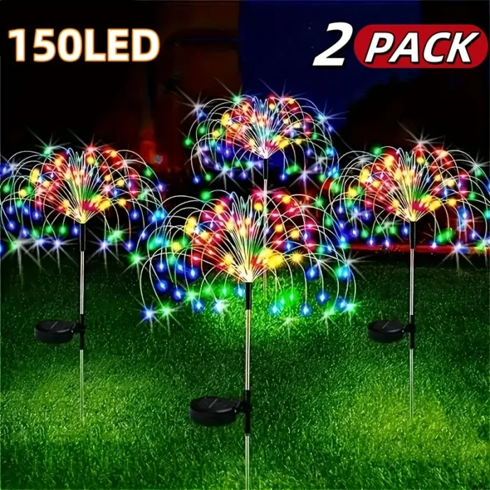 2 Pack Outdoor Solar Garden Lights – 120/150 LED Copper Wire Fireworks Lamp, 8 Modes - Image 6
