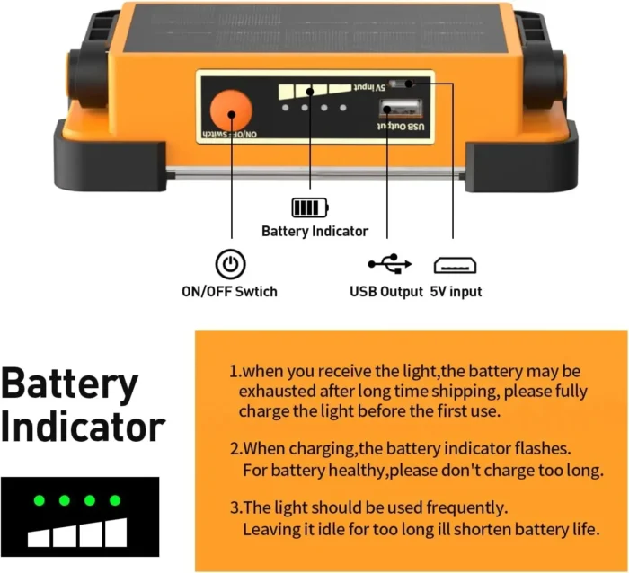 New Rechargeable Solar Flood Light Outdoor Portable LED Reflector Spotlight Rechargeable Projector Floodlight Construction Lamp - Image 4