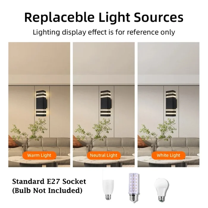 LED Outdoor Wall Lights – E27 Up/Down IP65 Waterproof Sconce for Porch & Garden - Image 3