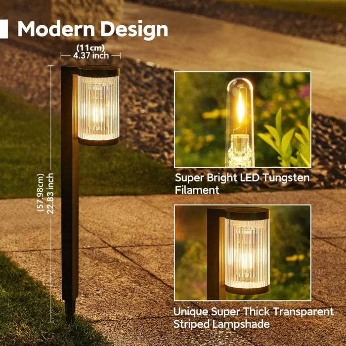 Solar Pathway Lights 4 Pack – Upgraded Super Bright 12H Outdoor Lights for Yard & Garden - Image 3