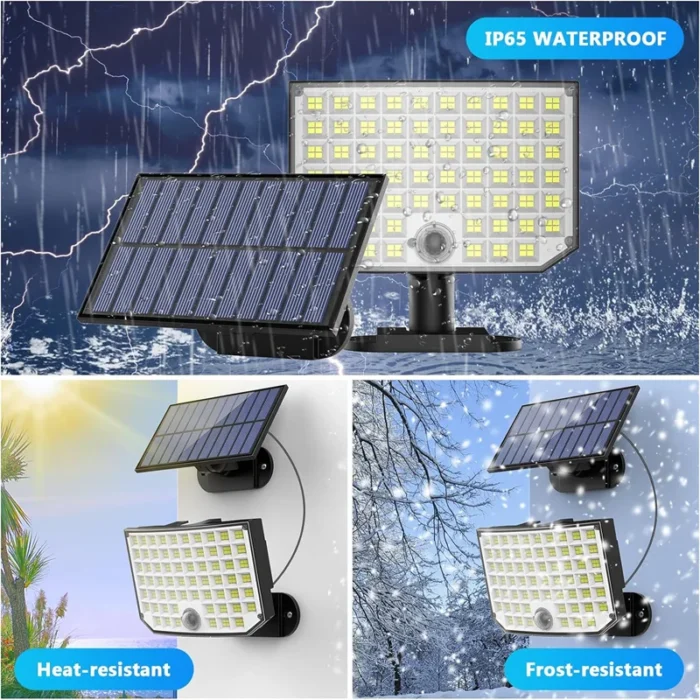 Solar Outdoor Lights, 256 LED Solar Powered Motion Sensor Security Lights with Waterproof 3 Modes Flood Lights for Outside Porch - Image 2