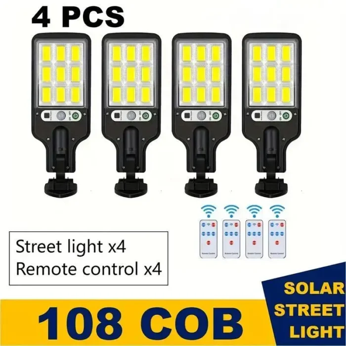 1/2/4-Pack Solar Street Lights – 108 COB LED with Remote & Motion Sensor, 3 Adjustable Modes - Image 7