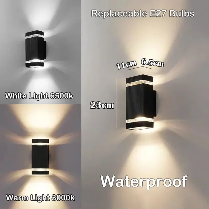LED Outdoor Wall Lights – E27 Up/Down IP65 Waterproof Sconce for Porch & Garden - Image 7