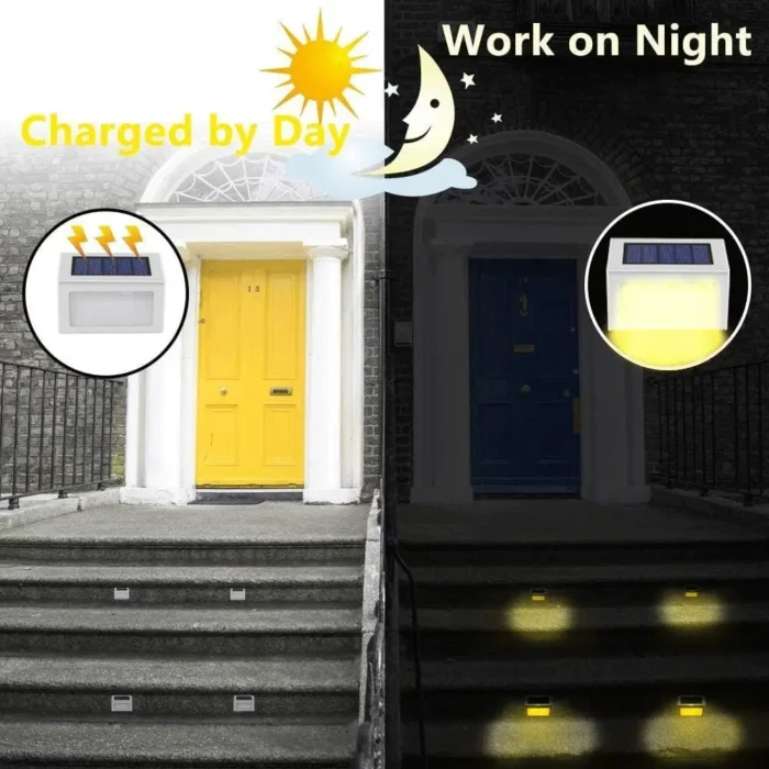 Lightess Solar Step Lights – Waterproof Stainless Steel LED Fence Lights for Garden Pathway - Image 2