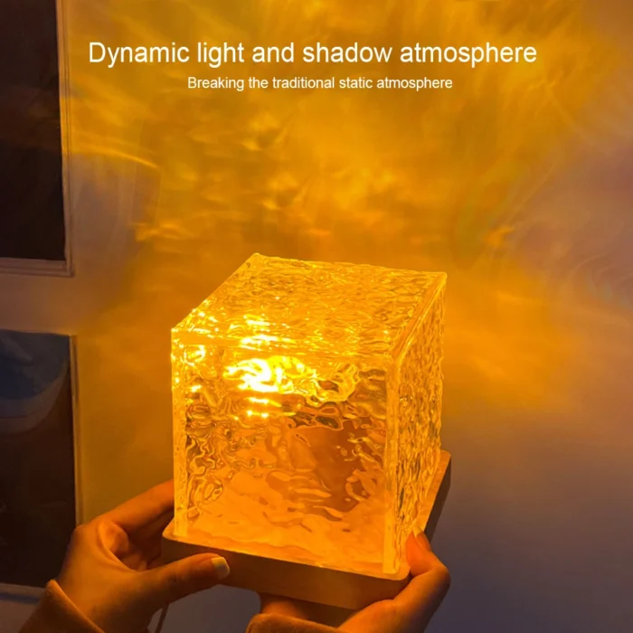 Rotating Water Ripple Night Lamp – 16 Colors with Remote, Cube Light for Bedside & Gifts - Image 3