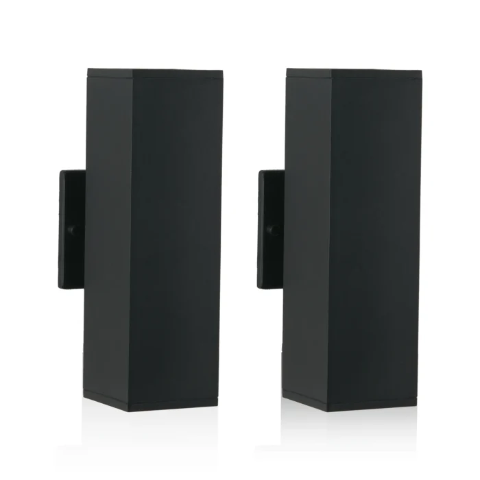 2-Pack Outdoor Wall Lights – IP65 Waterproof Up & Down GU10 Sconce, Black Aluminum - Image 6