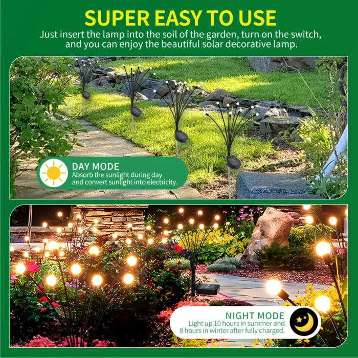 8-Head Solar Firefly Lights – Waterproof LED Outdoor Decorative Garden Lights for Yard & Patio - Image 2