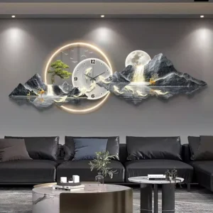Luxury LED Wall Clock – Silent Minimalist Nordic Design for Living Room Decor