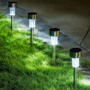 5pcs Solar Lawn Ground Lights – Stainless Steel Outdoor Landscape Tube Lights for Patio