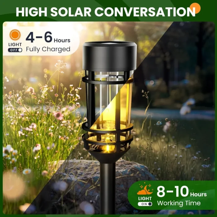 4 Sets Outdoor Solar Street Lights – Waterproof Warm White Landscape & Sidewalk Lights - Image 5