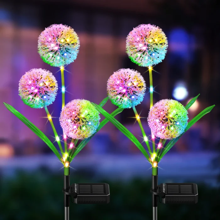 4 Pack Solar Dandelion Garden Lights – 72 LED Colorful Outdoor Decor for Yard & Pathway