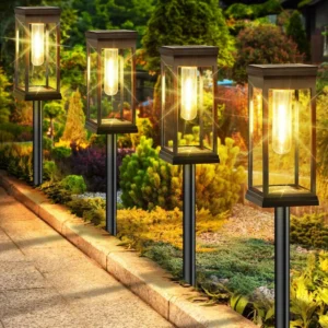 4 PCS Solar Pathway Lights – Waterproof Bright Solar Lamps for Yard, Garden & Walkway