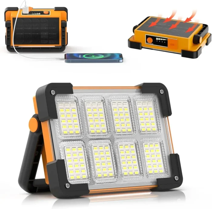 New Rechargeable Solar Flood Light Outdoor Portable LED Reflector Spotlight Rechargeable Projector Floodlight Construction Lamp