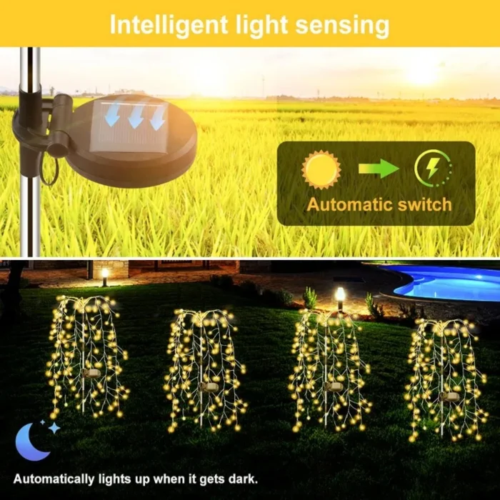 2/4/6pcs Outdoor Solar Fireworks Lights – 8-Mode Fairy String Lights for Garden & Balcony - Image 2