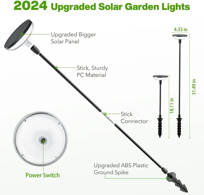 6-Pack Solar Path Lights – 31" Tall, 40 Lumens, Auto On/Off for Yard & Patio - Image 3