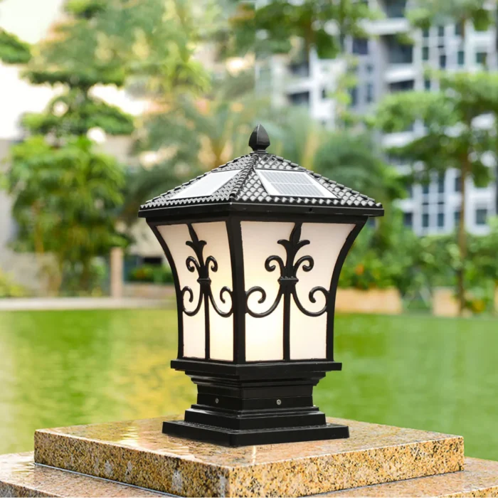 LED Solar Post Light – Vintage Outdoor Fixture with Dusk to Dawn Sensor for Garden & Entrance - Image 4