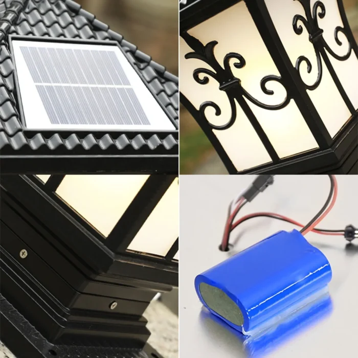 LED Solar Post Light – Vintage Outdoor Fixture with Dusk to Dawn Sensor for Garden & Entrance - Image 3