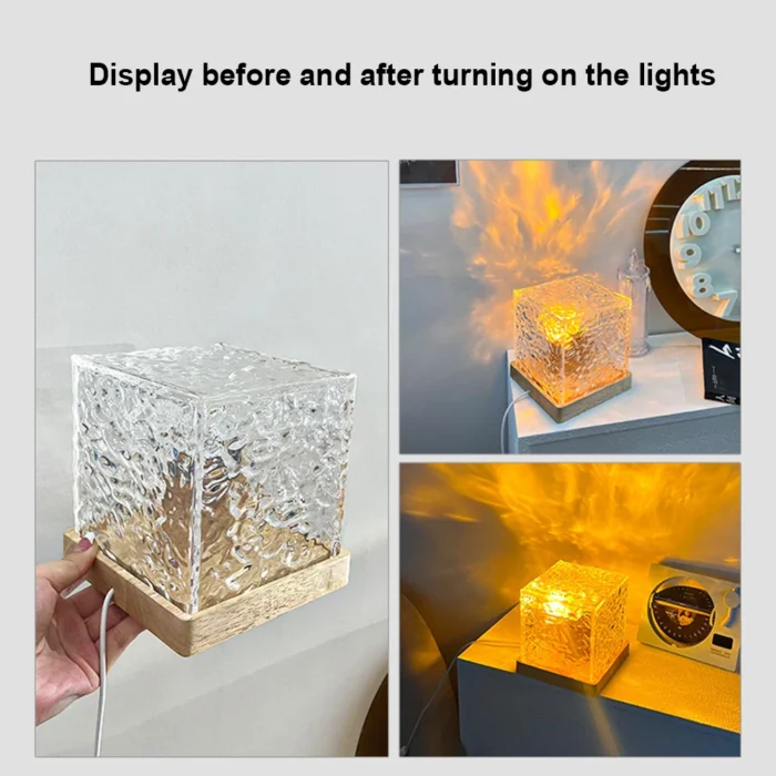 Rotating Water Ripple Night Lamp – 16 Colors with Remote, Cube Light for Bedside & Gifts - Image 4