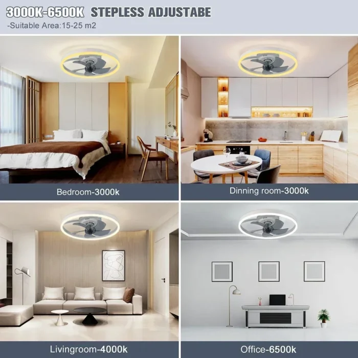 Modern LED Ceiling Fan Light – Silent Embedded Fixture for Living Room & Bedroom - Image 6