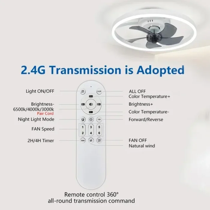 Modern LED Ceiling Fan Light – Silent Embedded Fixture for Living Room & Bedroom - Image 4