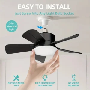 40W Black Ceiling Fan – Adjustable Speed for Living Room & Bedroom
