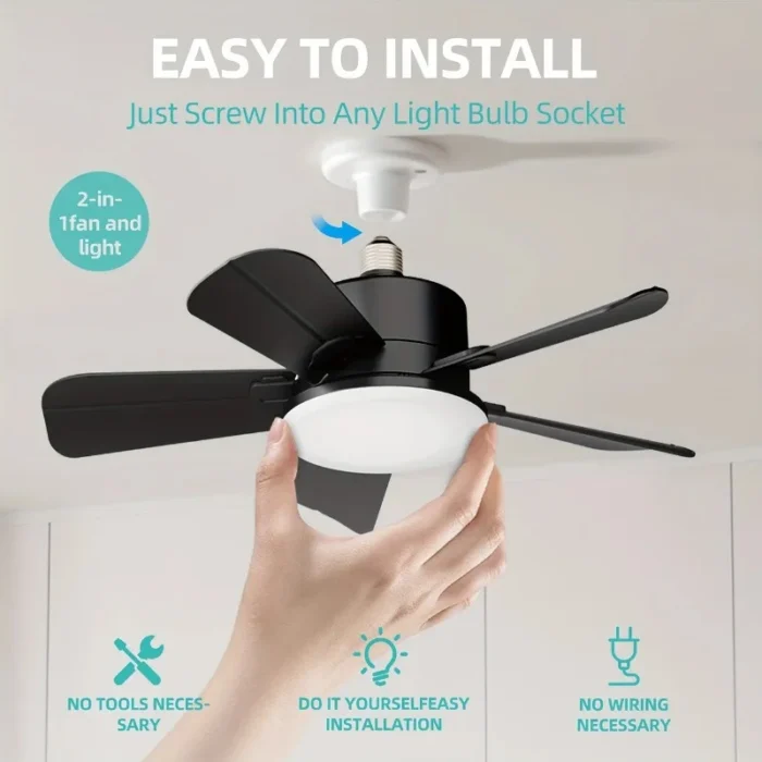 40W Black Ceiling Fan – Adjustable Speed for Living Room & Bedroom