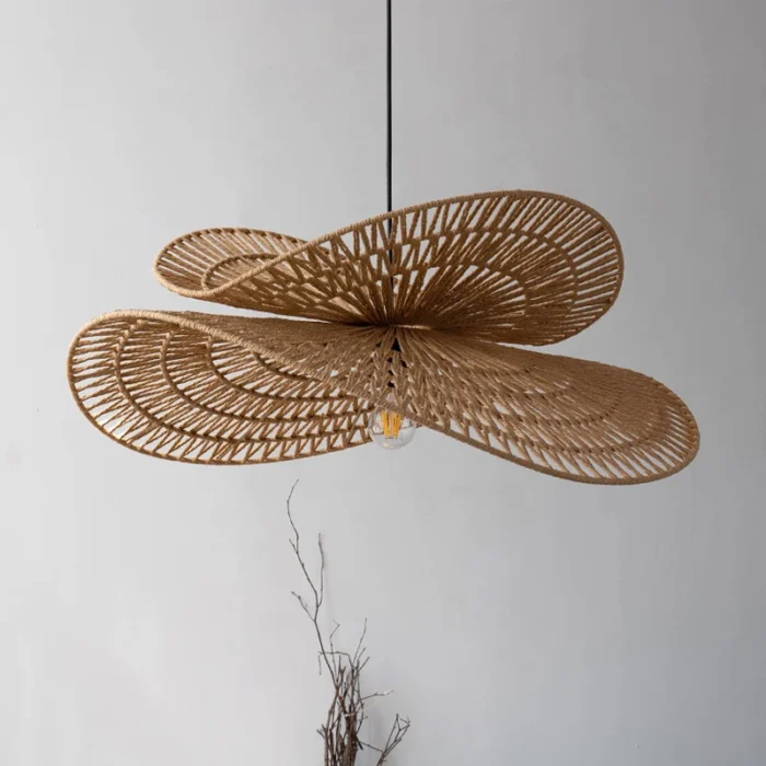 Vintage Rattan Hemp Rope Chandelier – Handmade Pendant Light for Living, Dining & Bedroom - Image 4