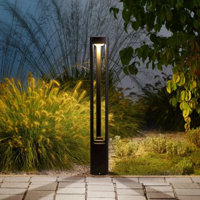 Outdoor LED Bollard Landscape Light – Black Garden Pathway & Lawn Lamp for Patio & Driveway