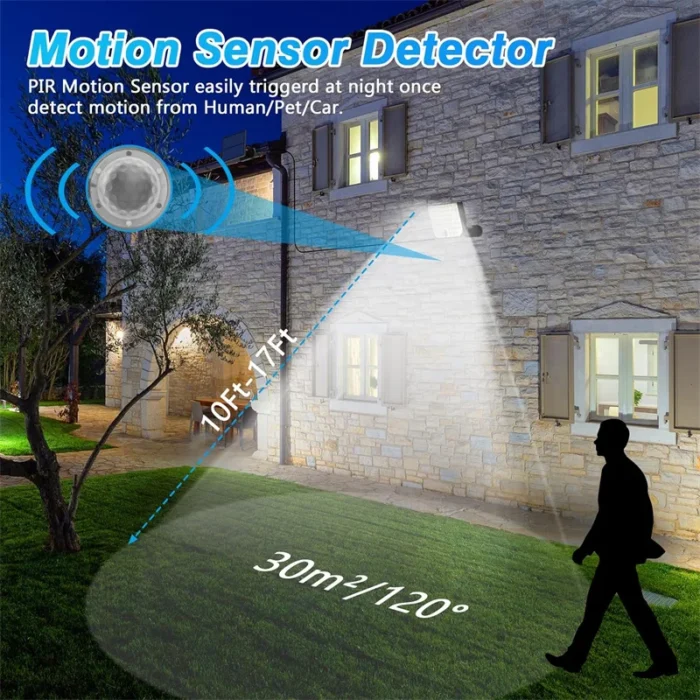 Solar Outdoor Lights, 256 LED Solar Powered Motion Sensor Security Lights with Waterproof 3 Modes Flood Lights for Outside Porch - Image 5