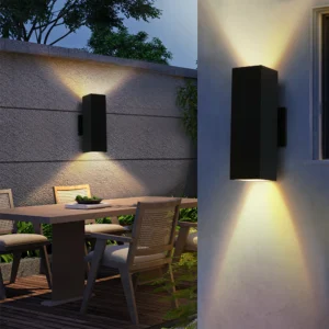 2-Pack Outdoor Wall Lights – IP65 Waterproof Up & Down GU10 Sconce, Black Aluminum
